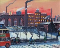 Lot 403 - James Downie, Industrial scene, oil.