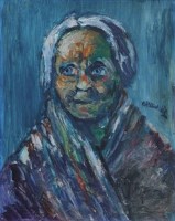 Lot 405 - J.L. Isherwood, Old Wigan Woman, oil.