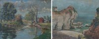 Lot 406 - Stephen Denison, River view and coastal scene, oil (2).