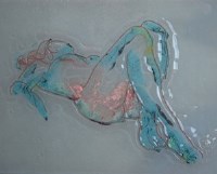 Lot 410 - English School, 20th century, Reclining nude, sculpted glass tile.