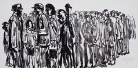 Lot 411 - John Thompson, Figure group, ink.
