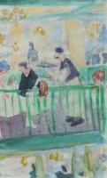 Lot 422 - Adrian Ryan, Paris Cafe, watercolour.