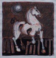Lot 425 - Geoffrey Key, The Moon Horse, mixed media.