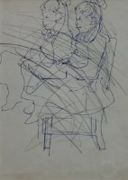 Lot 428 - R.O. Lenkiewicz, Seated girls, ink.