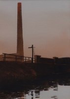 Lot 429 - Garth Allan, Industrial scene with chimney, watercolour.