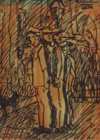 Lot 440 - John Thompson, Figure group, ink and wash.