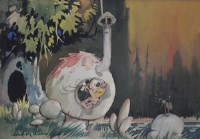 Lot 442 - William D.B. Ward, A Dingbat Discussion, watercolour.