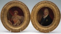 Lot 469 - English School, 19th century, The Prince Regent and Caroline of Brunswick, oil (2).