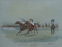 Lot 475 - W.V. Longe, Finish for Cesarewitch, watercolour.
