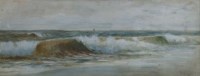 Lot 478 - Daniel Sherrin, Waves breaking on the shore, watercolour.