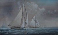 Lot 480 - Martime School, 19th/20th century, Meteor and Satanita, watercolour.