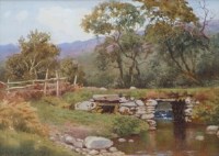 Lot 481 - F.W. Allott, Bridge at Glan Dwr, Barmouth, watercolour.