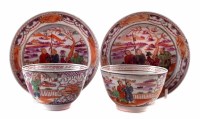 Lot 167 - Pair of Newhall teabowls and saucers circa 1800