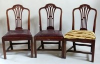 Lot 562 - Set of three George III mahogany Hepplewhite style dining chairs
