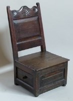 Lot 564 - Oak back stool, late 17th century