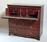 Lot 566 - Mahogany secretaire chest, early 19th century of four long cock beaded drawers