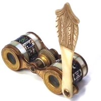 Lot 47 - Pair of late 19th century gilt metal mother-of-pearl and enamelled opera glasses