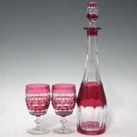 Lot 153 - Val St. Lambert decanter and two similar glasses.