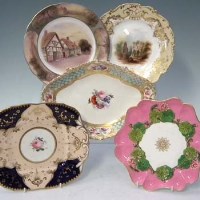 Lot 181 - 19th Century Coalport plate painted with a named landscape, another Coalport plate painted with a named landscape and an unusual Coalport plate with m