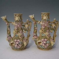 Lot 219 - Pair of Zsolnay Pecs ewers.