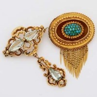 Lot 365 - Aquamarine brooch and a turquoise brooch (2)