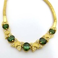 Lot 381 - Tourmaline 18ct gold necklace.