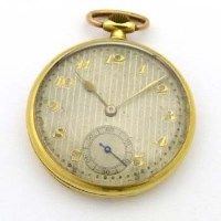 Lot 414 - 18ct gold fob watch.