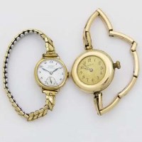 Lot 423 - Elgin rolled gold wristwatch, circa 1920; Tissot