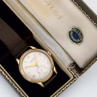 Lot 432 - 9ct gold Longines man's wristwatch, case London 1953 with Longines box.