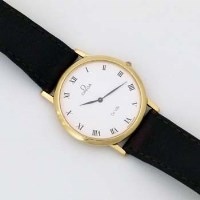 Lot 437 - Omega De Ville 18ct gold watch on leather strap