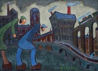 Lot 456 - Albert Barlow, Not Letting On Fred!, acrylic.