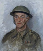 Lot 457 - Florence Hess, Portrait of a Local Defence Volunteer ('Home Guard'), oil.