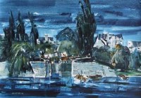 Lot 469 - M. Barnfather, Evening port scene, oil.