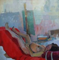 Lot 493 - Soto, 20th century, Reclining nude, oil.