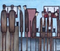 Lot 494 - Nick Webb, Drinkers, oil.