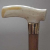 Lot 8 - Ivory and gold walking stick.