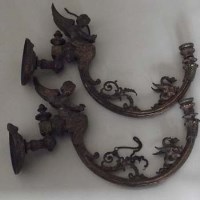 Lot 16 - Pair gilt wall mounted lamp holders.