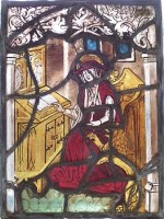 Lot 100 - Stained glass panel Jerome and Lion.