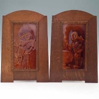 Lot 147 - Pair of Craven Dunnill framed tiles