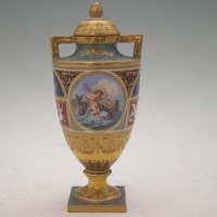 Lot 155 - Vienna type lidded vase.