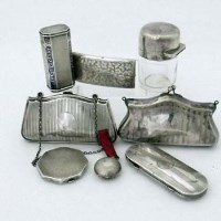 Lot 208 - Two Purses, Three Cases,Jar,Blue Enamel