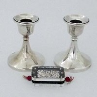 Lot 224 - Pair of squat Silver candlesticks and 1oz of