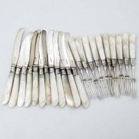 Lot 225 - Part set of 22 Silver bladed fruit knives and