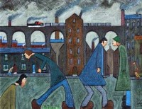Lot 385 - Albert Barlow, Stockport Viaduct, acrylic.