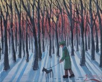 Lot 410 - James Downie, Winter Woodland, oil.