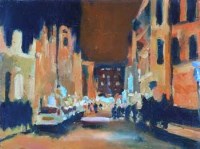 Lot 414 - Paul Bassingthwaighte, Street at Night, oil.