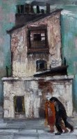 Lot 416 - Harold Riley, Buildings, Salford, oil.