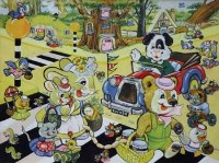 Lot 428 - S.W. Hodgetts, A cartoon illustration for a jigsaw puzzle, gouache.
