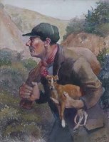 Lot 438 - C.F. Tunnicliffe, Poacher, watercolour.
