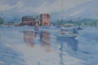 Lot 442 - Ivor Hayes, The Mill Reflected, Woodbridge, watercolour.